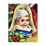 Christmas greeting with a boy in the bell
