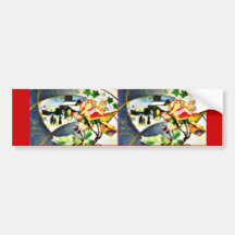 Christmas greeting with a flower and a family ente bumper sticker