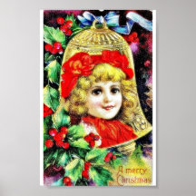 Christmas greeting with a girl photo merged in the poster