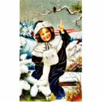 Christmas greeting with a girl showing her finger photo sculptures