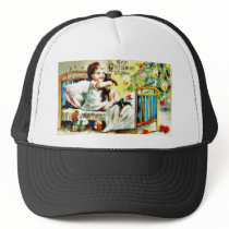 Christmas greeting with a girl sitting on a cot an hats by RememberChristmas Christmas greeting with a girl sitting on a cot an hats