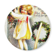 Christmas greeting with a girl standing on a stool magnets by RememberChristmas Christmas greeting with a girl standing on a stool magnets