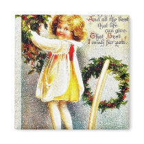 Christmas greeting with a girl standing on a stool magnets by RememberChristmas Christmas greeting with a girl standing on a stool magnets