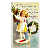 Christmas greeting with a girl standing on a stool posters