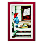 Christmas greeting with a girl standing with candl