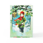 Christmas greeting with a guy walking with basket