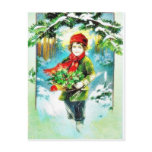 Christmas greeting with a guy walking with basket