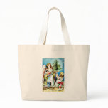Christmas greeting with an angel carrying christma bag