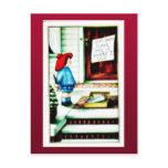 Christmas greeting with an angel carrying christma