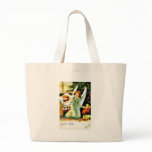 Christmas greeting with an angel looking a child s bag