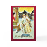 Christmas greeting with an angel taking a child on