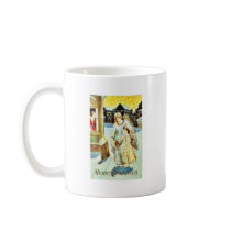 Christmas greeting with an angel taking a child on mugs by RememberChristmas Christmas greeting with an angel taking a child on mugs