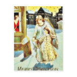 Christmas greeting with an angel taking a child on