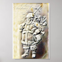 Christmas greeting with an embossed photo copy of poster
