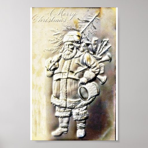 Christmas greeting with an embossed photo copy of poster