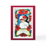 Christmas greeting with an old lady presents gifts