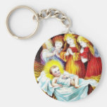 Christmas greeting with Angels praying infront of Keychain