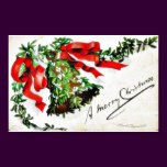 Christmas greeting with bell with ribbons