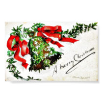 Christmas greeting with bell with ribbons posters by RememberChristmas Christmas greeting with bell with ribbons posters