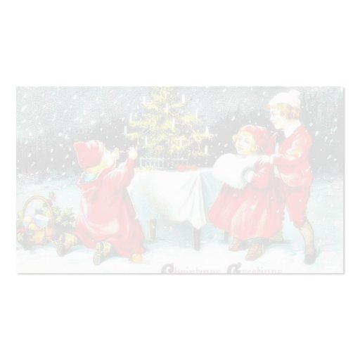 Christmas greeting with children playing around th business card template (back side)