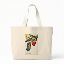 Christmas greeting with couples dancing bags
