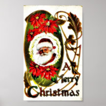 Christmas greeting with decorated santa claus phot poster