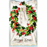 Christmas greeting with garland tied on a cloth photo cut outs