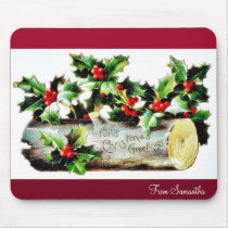 Christmas greeting with holy leaves and leaves aro mousepads by RememberChristmas Christmas greeting with holy leaves and leaves aro mousepads