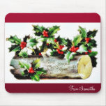 Christmas greeting with holy leaves and leaves aro mousepads