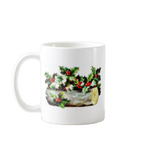 Christmas greeting with holy leaves and leaves aro mug