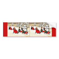 Christmas greeting with kids snow slading bumper stickers by RememberChristmas Christmas greeting with kids snow slading bumper stickers