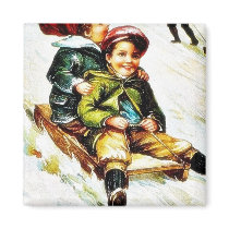 Christmas greeting with kids snow slading magnets by RememberChristmas Christmas greeting with kids snow slading magnets