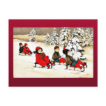 Christmas greeting with kids snow slading
