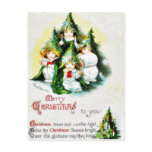 Christmas greeting with kids wearing christmas tre