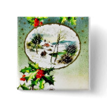 Christmas greeting with scenary in mirror buttons by RememberChristmas Christmas greeting with scenary in mirror buttons