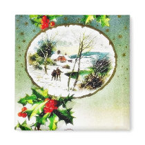 Christmas greeting with scenary in mirror magnets by RememberChristmas Christmas greeting with scenary in mirror magnets