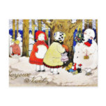 Christmas greeting with snow man presents gifts to