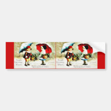 Christmas greeting with tow kids standing with umb bumper sticker