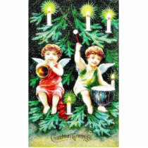 Christmas greeting with two kids one playing trium photo sculptures