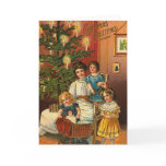 Christmas Greetings Mother with Kids and Tree