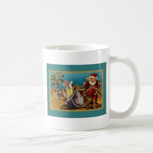 Christmas Greetings Santa on Phone Coffee Mugs