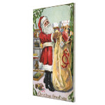 Christmas GreetingSanta with Large Sack Stretched Canvas Print
