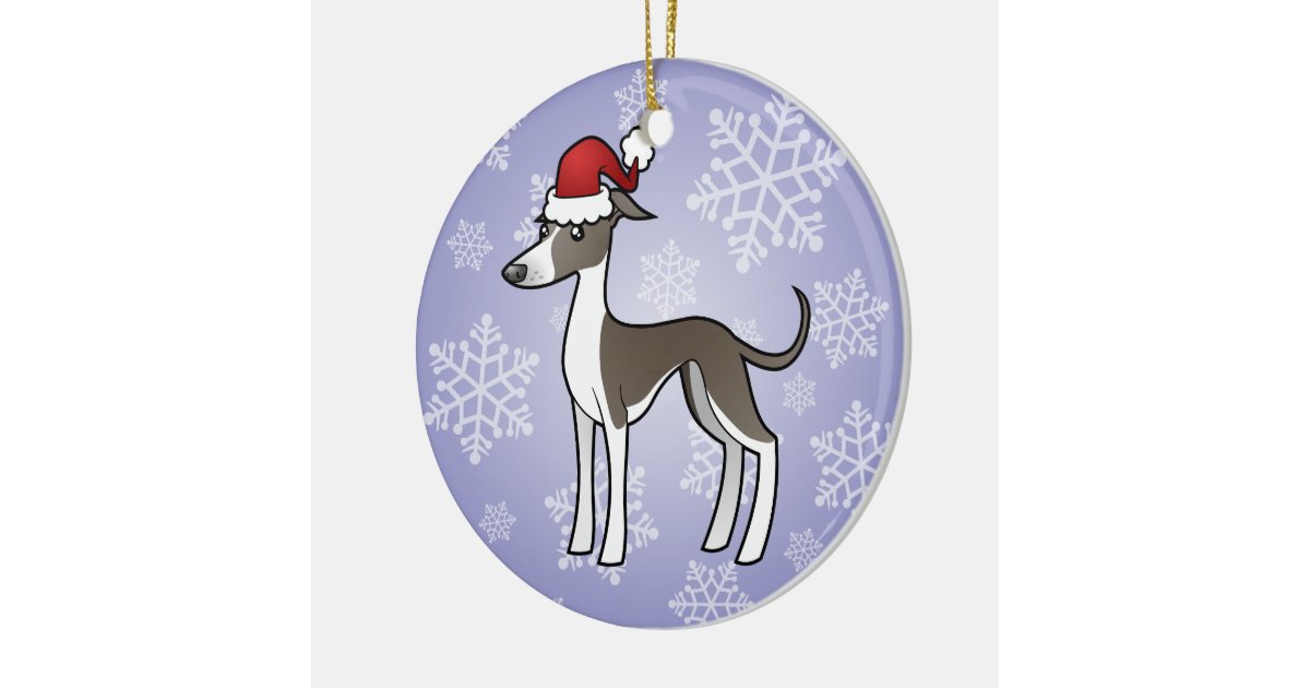 Christmas Greyhound / Whippet / Italian Greyhound Ceramic Ornament Zazzle