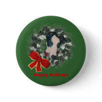 Christmas Greyhound Wreath Bow Holiday Button Pin by SmilinEyesTreasures Christmas Greyhound Wreath Bow Holiday Button Pin