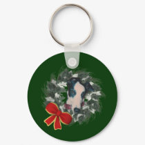 Christmas Greyhound Wreath Holiday Keychain by SmilinEyesTreasures Christmas Greyhound Wreath Holiday Keychain
