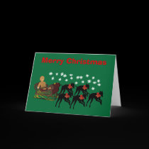 Christmas Greyhounds Pulling Sleigh Holiday Card by SmilinEyesTreasures Christmas Greyhounds Pulling Sleigh Holiday Card