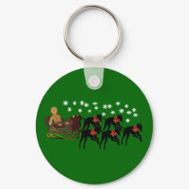 Christmas Greyhounds Sleigh Holiday Keychain by SmilinEyesTreasures Christmas Greyhounds Sleigh Holiday Keychain