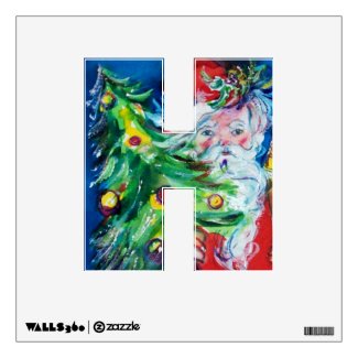 CHRISTMAS H LETTER / SANTA WITH CHRISTMAS TREE WALL GRAPHIC