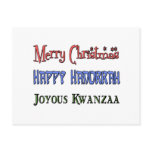 Christmas - Hanukkah - Kwanzaa Postcard