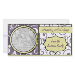 Christmas Happy Holidays Elegant Yellow Purple Picture Card